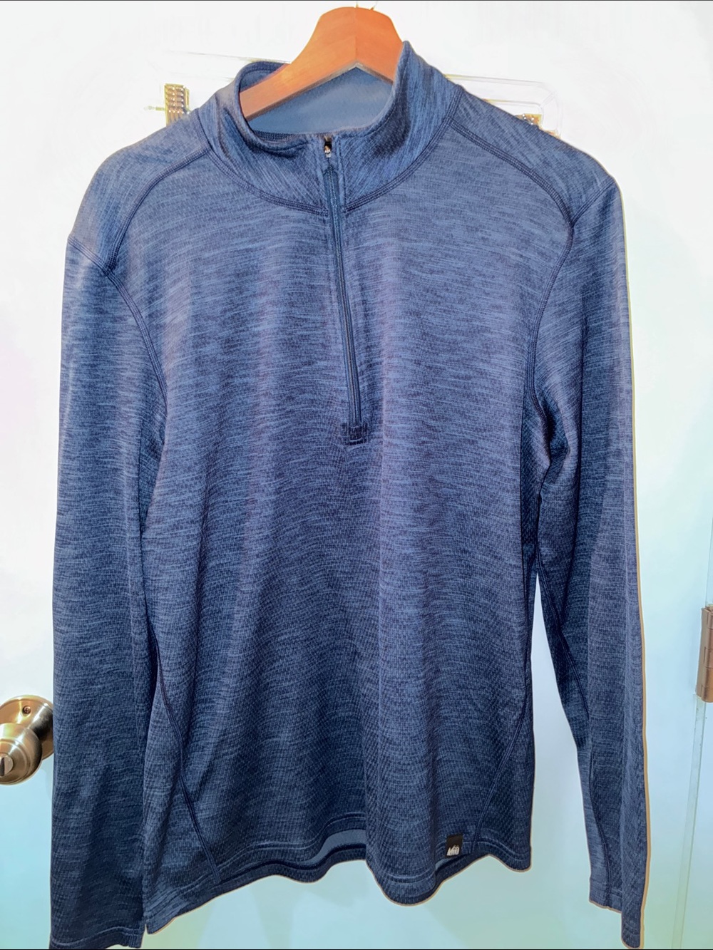 REI Men's Quarter-Zip Heathered Navy Pullover